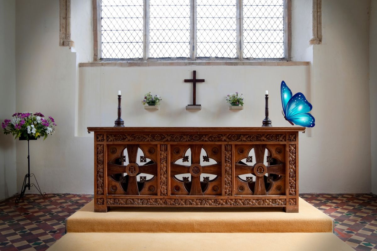 bướm bay vào nhà đậu trên bàn thờ