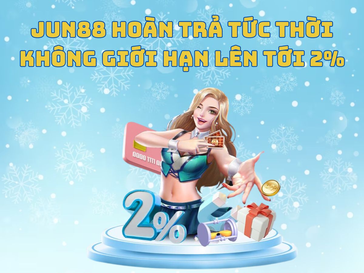 jun88 hoàn trả tức thời không giới hạn lên tới 2%